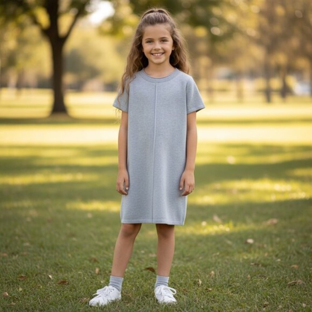 Copper Key Gray Knit Short Sleeve Sweater Dress Girls size M 8/10